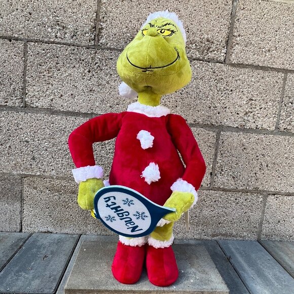 GEMMY Dr. Seuss Grinch Christmas Indoor Holiday Greeter Naughty & Nice Sign ~21" - Picture 2 of 11